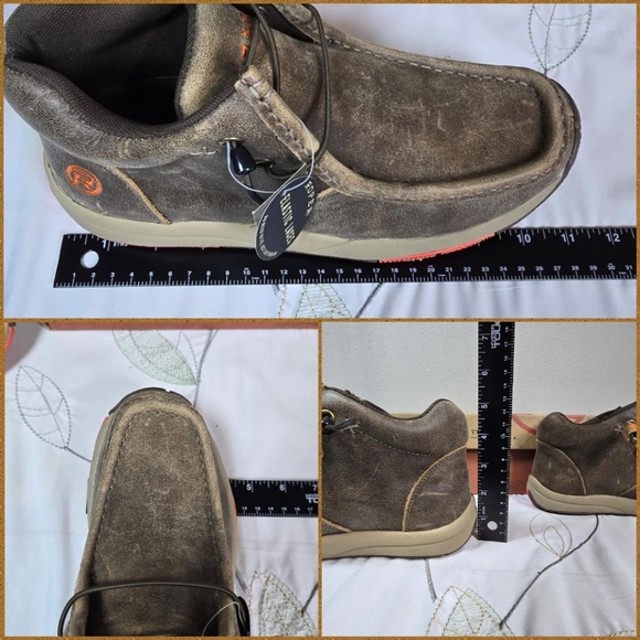 Roper Mens Tan/Brown Distressed Leather Shoe/Boot, Orange Accents, NWT, Size 8 main image 7